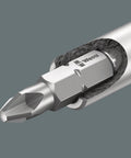 Close-up of bit magazine from Kraftform Kompakt 28 SB Combi-Driver With Magazine And Anti-Roll Handle, showing bayonet adapter detail.