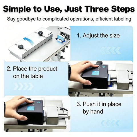 Semi Auto Plc Control Labeling Machine Applicator With High Precision Touch Screen For Bottles Jars Cans showing step-by-step usage instructions.