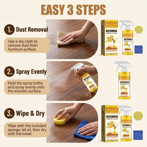 Beeswax Furniture Polish And Cleaner With Quick Fix Wood Repair Stick For All Wood Types Tables And Cabinets usage steps