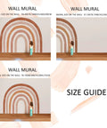 Size guide for fabric rainbow wall mural decals peel and stick kid friendly playroom and nursery decor 94.49 by 78.74 inches.