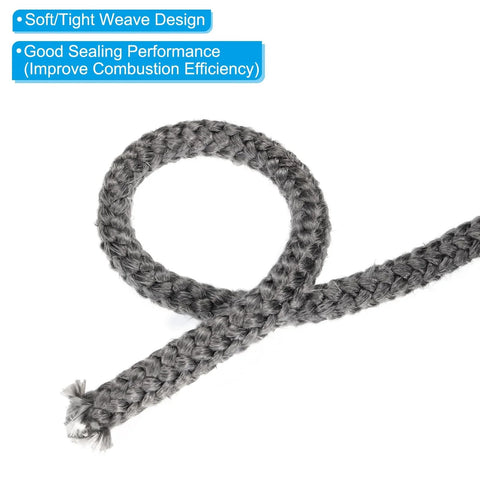 PATIKIL wood stove gasket rope, 3/8 in x 118 in, graphite fiberglass, round, black.