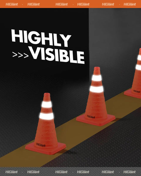 4 Pack 18 Inch Collapsible Traffic Cones Orange With Reflective Collar For Road Safety Driving Practice And Parking Lot Use