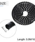 Spiral Tube Wrap Cable Kit Management Sleeve 5M 8mm PE Flexible Black Durable Cable Organizer coiled with size detail inset