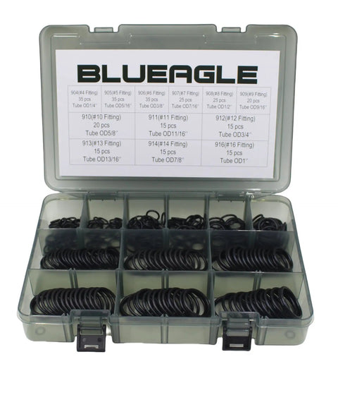 Hydraulic O Ring Kit For ORB Fittings, 270 Piece Set With 12 Common SAE 900 Series Buna N 90 Durometer O Rings, Open Case