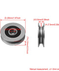 10 Pack U Shape Pulley Wheel 12 Mm ID 50 Mm OD 13 Mm Thick 10 Mm Slot Width 7.5 Mm Slot Depth Iron Bearing Steel Cable Pulley For Wire Rope Transmission Equipment Built Tough, 50mm OD side view