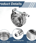 Built To Last V Band Clamp With Flange 1.5 Inch 304 Stainless Steel Exhaust Clamp Kit features self-locking nut detail
