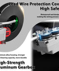 Heavy Duty Brushless Wire Tugger Electric Cable Pulling Machine With Variable Speed And Four Steel Guide Wheels, showing lead wire safety cover.