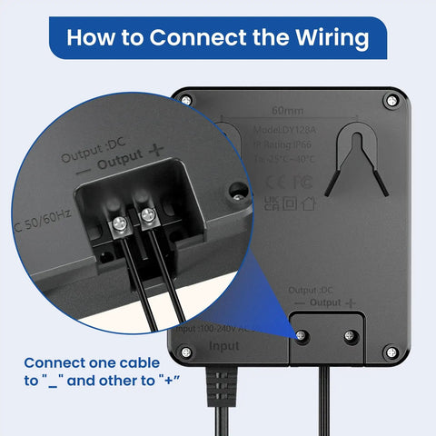 Close-up of wiring connector for All In One Low Voltage Landscape Lighting Kit With Transformer And Dusk To Dawn Sensor setup.