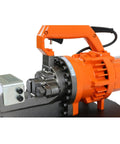 Portable Electric Hydraulic Rebar Cutter Cuts 3/4 Inch Grade 60 Rod In Seconds Heavy Duty Steel Reinforcing Bar Tool For Contractors Fast Clean Cuts DC-20WH Series close-up view of cutter's handle and blade