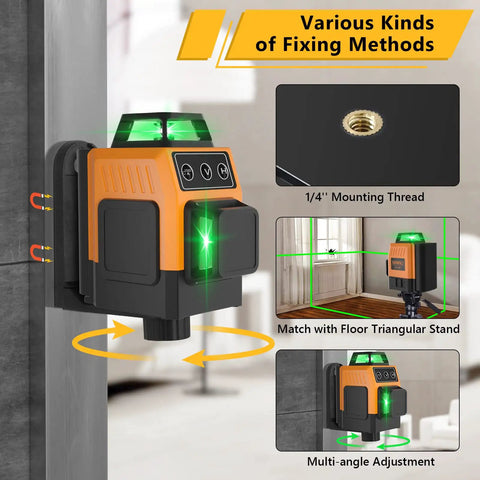 Self Leveling Alignment Laser Level For Construction with magnetic stand and 360 degree laser lines in multi-angle adjustment