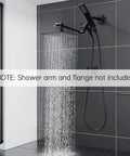 All Metal 8 Inch Dual Square Shower Head With Handheld Combo Built To Last Rain Shower Head Installed in Modern Bathroom