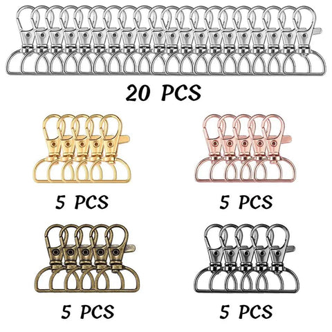 Kickass Swivel Clasp Hooks For Key Chains And Lanyards, D Ring Snap Clips For Purse Hardware and DIY Craft Gear, assorted colors, bulk pack.