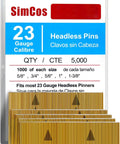 23 Gauge Pinner Nails Assorted Five Sizes Pack 5/8 In 3/4 In 5/6 In 1 In 1 3/8 In Headless Pins For Pneumatic Or Electric Pin Guns Pack 5000 Q235 Steel