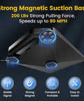 Strong magnetic base of Starlink Mini Magnetic Mount With Protective Silicone Case Two In One Satellite Dish Mount And Cover Two Hundred Pound Magnetic Bases Handle And Shoulder Strap Includes One Quarter Inch Twenty Nuts For RVs Cars Boats Road Trips showing suction force.