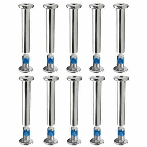 10-pack of 6mm Inline Skate Axle Screws Set, 15/64 Inch Shaft, 35mm Working Length, 42mm Fully Screwed Length, Hex Socket Bolts