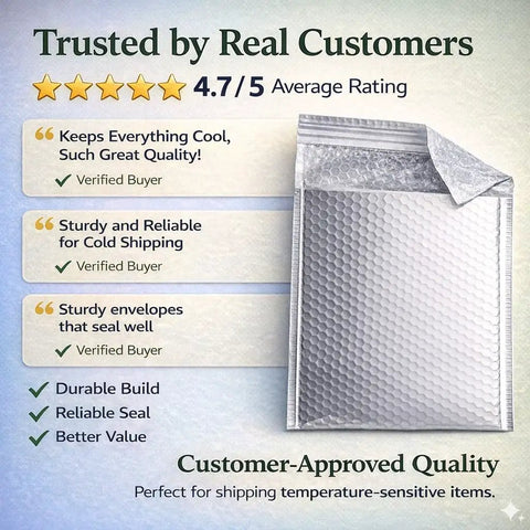 6x7 Inch Insulated Bubble Mailers Pack Of Forty For Cold Shipping waterproof thermal lining for temperature-sensitive goods