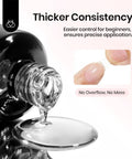 Two Piece 15ml HEMA Free Nail Glue And Builder Gel Set showing thick clear gel being poured with demonstration of precision