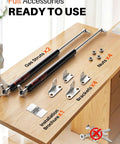 Heavy Duty 20 Inch Gas Struts For Lids And Hatches, 100 Lb Capacity, with brackets and nuts on table
