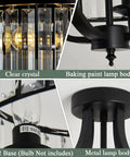 Modern Crystal Chandelier Four Lights Black Semi Flush Mount Ceiling Light Fixture For Dining Room Kitchen Details