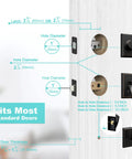Oil Rubbed Bronze Double Door Handleset With Lever On One Side And Dummy On The Other For Front Or Office Doors Keyed Entry And Dummy Lock Set Heavy Duty Construction EZ Install illustrated dimensions.