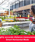 Disto D2G Laser Distance Meter For Pros With 390 Ft Range Green Beam Bluetooth NFC Data Transfer Smart Horizontal Add Subtract Volume 30 Measurement Memory Four Line Display Intelligent End Piece Hand Loop Pouch IP54 Indoor Use measuring greenhouse distance
