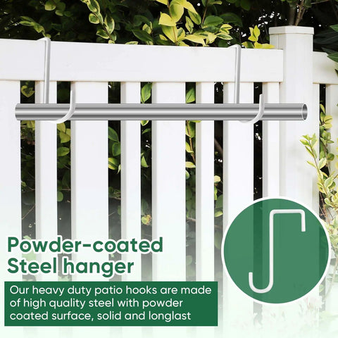 Six Pack 6 Inch Vinyl Fence Hooks White Powder Coated Steel Hangers For Indoor Outdoor Use Heavy Duty Hang Lights Plants