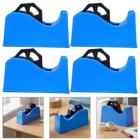 Portable Plastic Tape Dispenser With Weighted Non Slip Base And Vertical Roll Mechanism, Quick Release Blade, Desk Side Organizer For Was