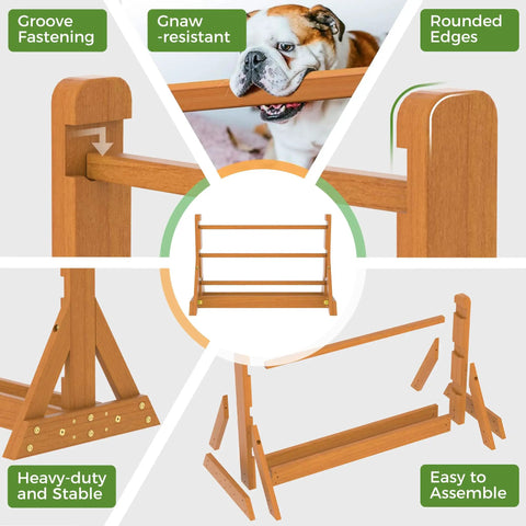 Dog Agility Set With Wooden Jumps And Hurdles, Backyard Obstacle Course Training Gear, heavy-duty and easy-to-assemble parts.