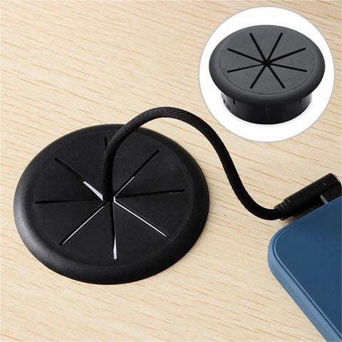 Slick 60Mm Desktop Cable Grommet Kit With 20Pcs Wire Hole Covers To Organize Messy Desk Cords And Keep Your Workarea Super Neat And Totally Stress-Free black 60mm grommet in desk hole with cable