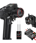 Racing RC Transmitter With 8 Channels 2.4GHz And Receiver Plus Beefed Up 2204 2400KV Brushless Outrunner Motor And 30A Brushless ESC For SCX24 Axial 1/24 RC Car Crawler Black showing components