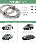 Fuel Line Kit for Chevy Cobalt HHR Pontiac G5 and Saturn Ion 2.2L and 2.4L, Upgraded Stainless Steel Braided Fuel Line Replacement shown with vehicle compatibility chart