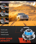 Front Wheel Bearing And Hub Assembly With ABS For 5 Lug Vehicles Compatible With Chevy Malibu 1997 To 2003 Alero 1999 To 2004 Cutlass 1997 To 1999 Grand Am 1999 To 2005 FWD shown with load capacity details.
