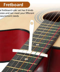 Guitar Luthier Tools Set With 9 Understring Radius Gauges And 1 Double Sided String Action Height Gauge Ruler on guitar neck