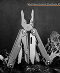15 In 1 Multitool Pliers with spring loaded head and thick hardened steel build, non slip handle, needle nose pliers and tools.