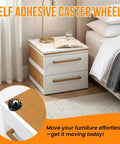 Heavy Duty Swivel Caster Wheels With Rock Solid Adhesive Tape For Quick Hook Up Smooth 360 Degree Spin on nightstand. 40 mm size.