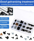 160 Piece Universal Car Body Panel Screws And Fasteners Kit in plastic storage box, showcasing galvanized metal screws