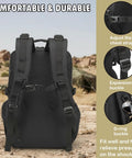 Back view of Rugged Military Tactical Backpack For Men With MOLLE Webbing, Heavy Duty design, showing straps and buckles.