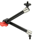Heavy Duty 11 Inch Articulated Arm For Cameras And Lights, 12 Pound Load Capacity, Sturdy Metal Construction with Red Knob