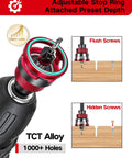 9 Piece Countersink Drill Bits Set With 82 Degree Countersinks showing adjustable depth stop collar and screw seating.