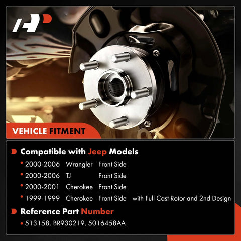 2 Front Wheel Bearing And Hub Assembly 5 Lug Fit For Jeep Wrangler TJ 2000 To 2006 And Cherokee 1999 To 2001 close-up view