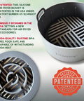 Sturdy Silicone Air Fryer Liners For 5 To 8 Qt Baskets, reusable liner with grill shaped bottom for crispy food and easy cleanup, patented