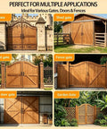 Heavy Duty Wood Fence Gate Hardware Kit With 2 T Strap Hinges, Sliding Gate Latch, 2 Gate Handles, Black Finish, Built To Last, Rust Resistant And Weatherproof, 16 Inch Outdoor Gate Set For Yard Barn Shed on wood gates