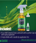 Gym And Home Maintenance Kit For Equipment Lubrication With AiM Extreme Duty Lubricant spray bottle and precision applicator.