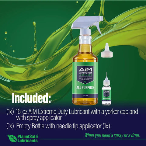 Gym And Home Maintenance Kit For Equipment Lubrication With AiM Extreme Duty Lubricant spray bottle and precision applicator.