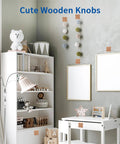 Top Shelf Four Leaf Wooden Drawer Knobs Pack Of Twelve Heavy Duty Natural Beech Wood Cabinet Pulls With Screws on a white cabinet.
