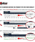 How to confirm product fit for vehicle showing steps to verify Year/Make/Model and Engine on Amazon
