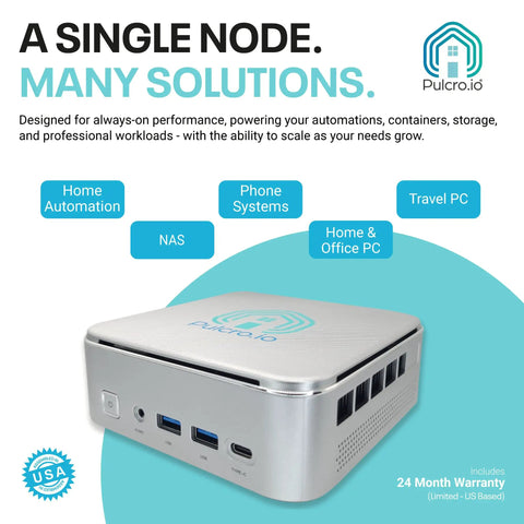 Premium Compact Mini Computer System Featuring Snappy Intel Core Chipset and No Sweat Software Configuration for Flexible Hardware Upgrades and Effortless Daily Workflow Optimization side view with ports and branding.