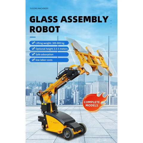 Top Quality Multi Function Hustle Ready Heavy Duty Glass Vacuum Lifter To Hoist Big Panes And Steel Sheets Smoothly On Active Construction Sites Without Breaking A Sweat, showcasing a glass assembly robot lifting panels.