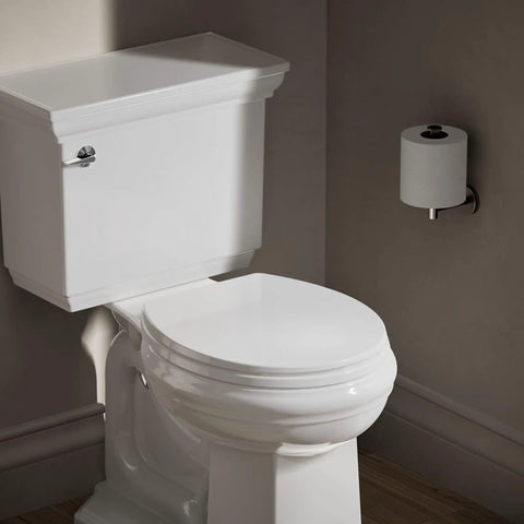 Brevia Quiet Close Round Toilet Seat With Grip Tight Bumpers And Quick Attach Hardware, Easy Install, Soft Close Lid, Round Front