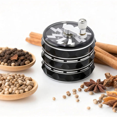 Beast Of A Portable 2.5 Inch Hand Crank Grinder With Clear Top Cover, Large Aluminum Alloy Herb Grinder with spices